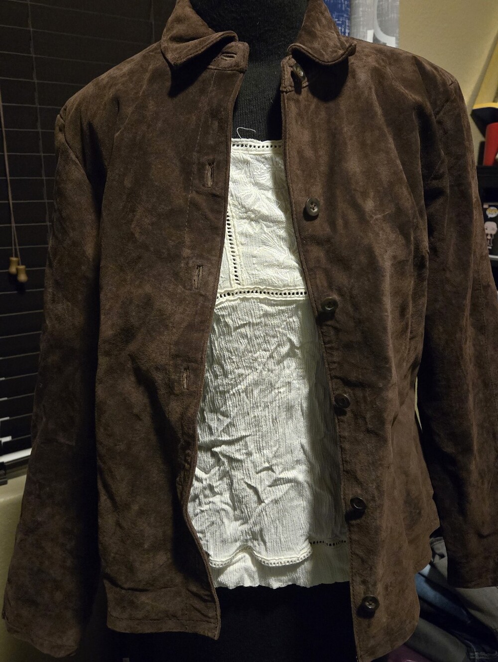 Woen's Brown Suede Button Jacket